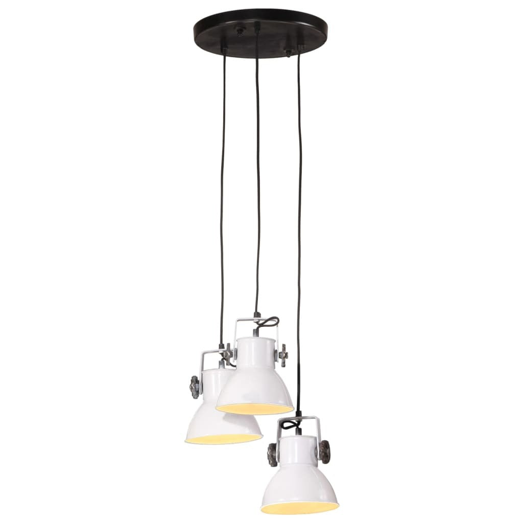Ruvo | White Industrial Pendant Lamp with 3 E27 Sockets – 110 cm Iron Design - Lamps