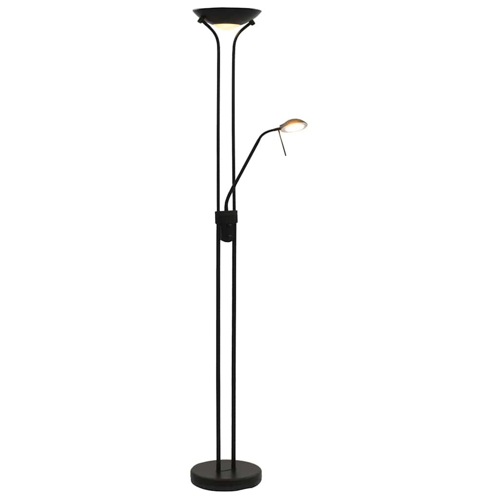 Lyra | Dimmable LED Floor Lamp with Uplighter & Reading Arm – 23W Black Steel - Lamps