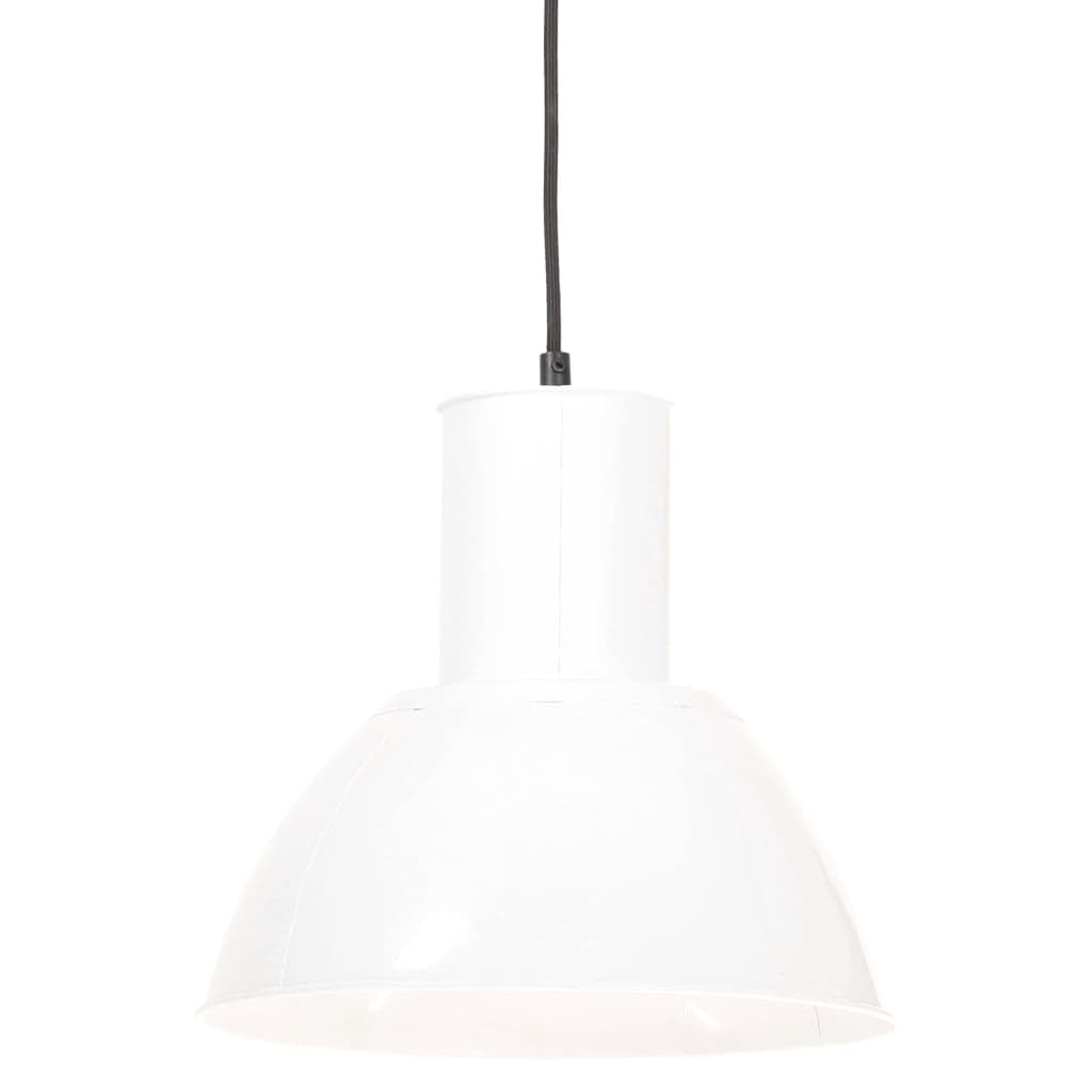 Nilo | White Round Pendant Lamp with Chain – 28.5 cm Iron Shade E27 Socket - Lamps