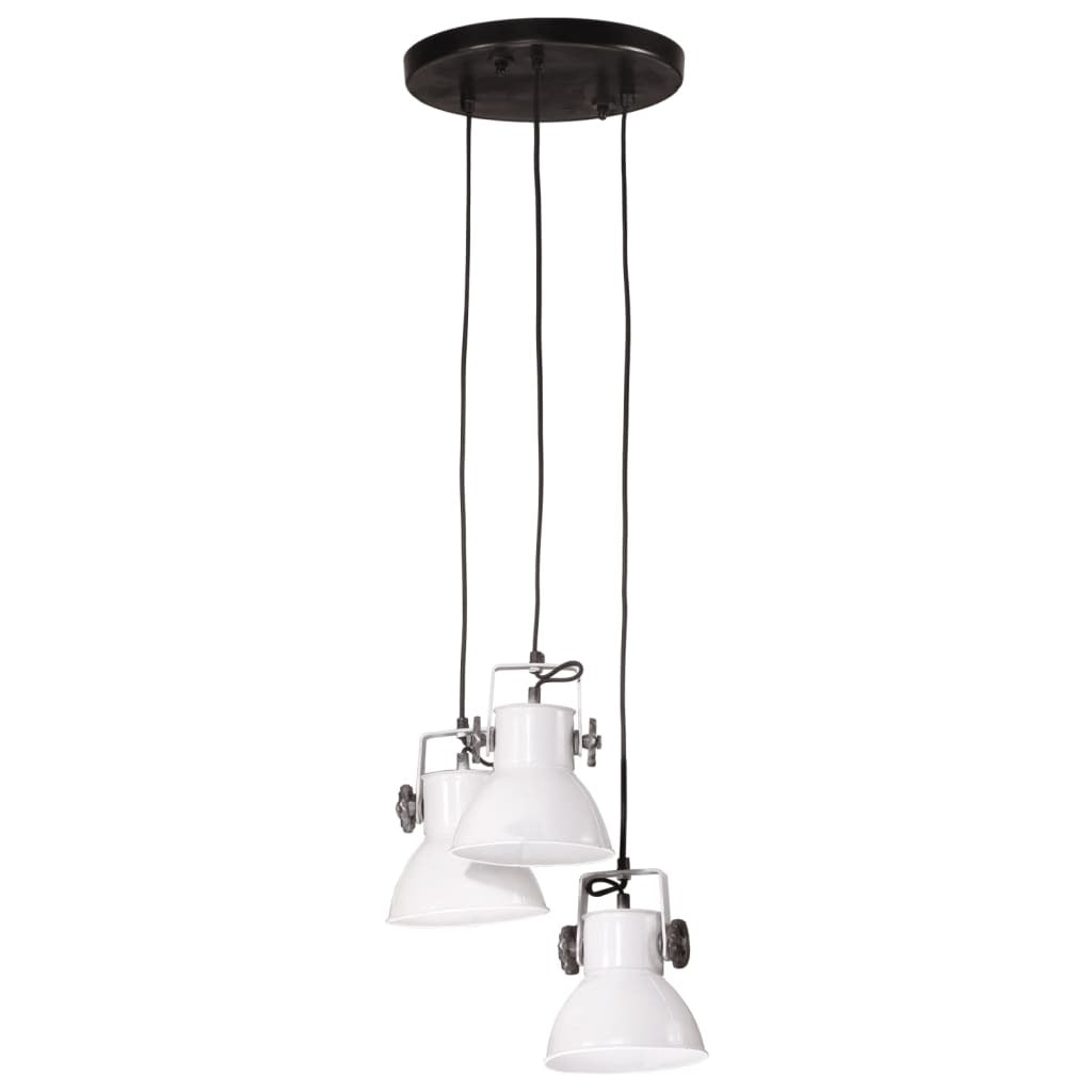 Ruvo | White Industrial Pendant Lamp with 3 E27 Sockets – 110 cm Iron Design - Lamps