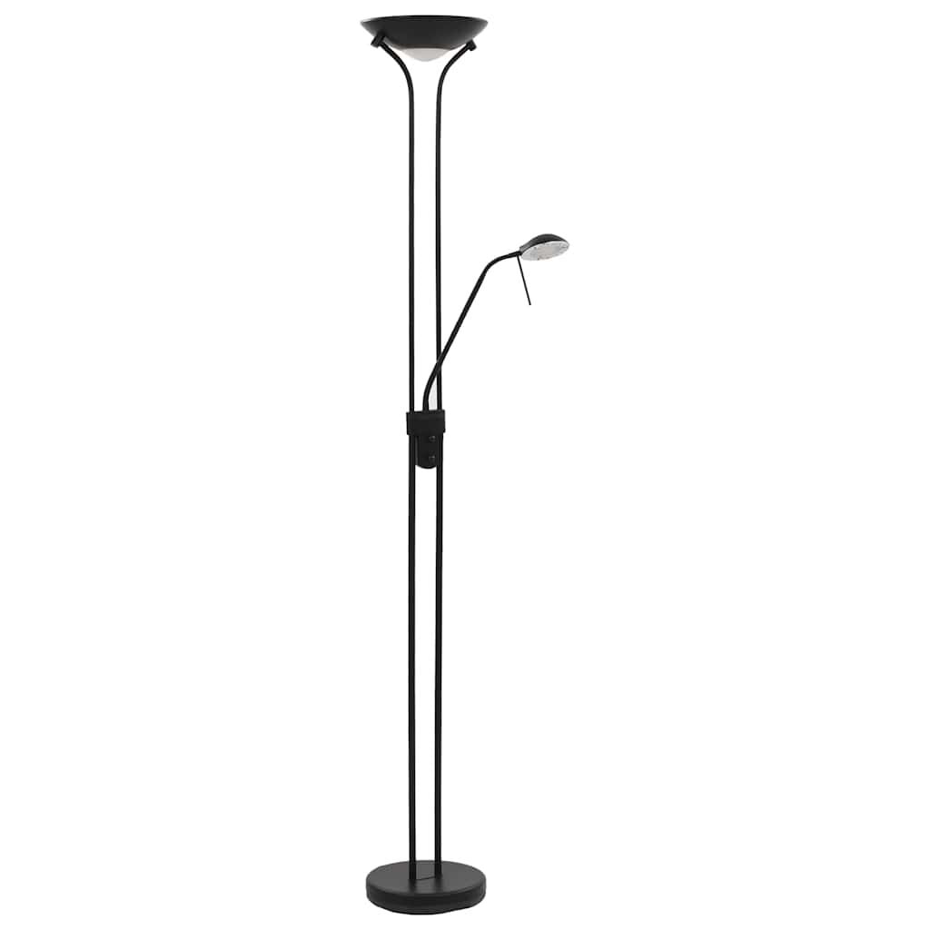 Lyra | Dimmable LED Floor Lamp with Uplighter & Reading Arm – 23W Black Steel - Lamps