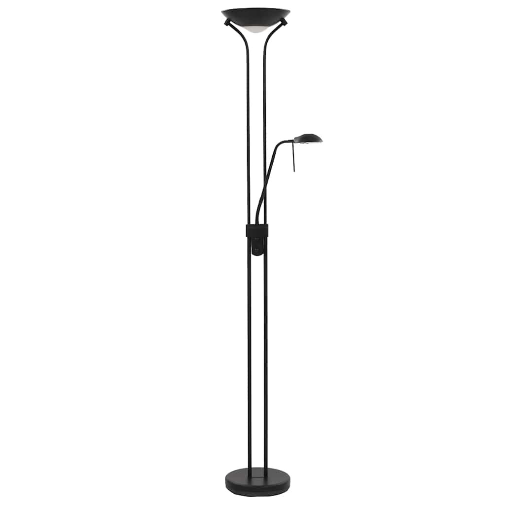 Lyra | Dimmable LED Floor Lamp with Uplighter & Reading Arm – 23W Black Steel - Lamps