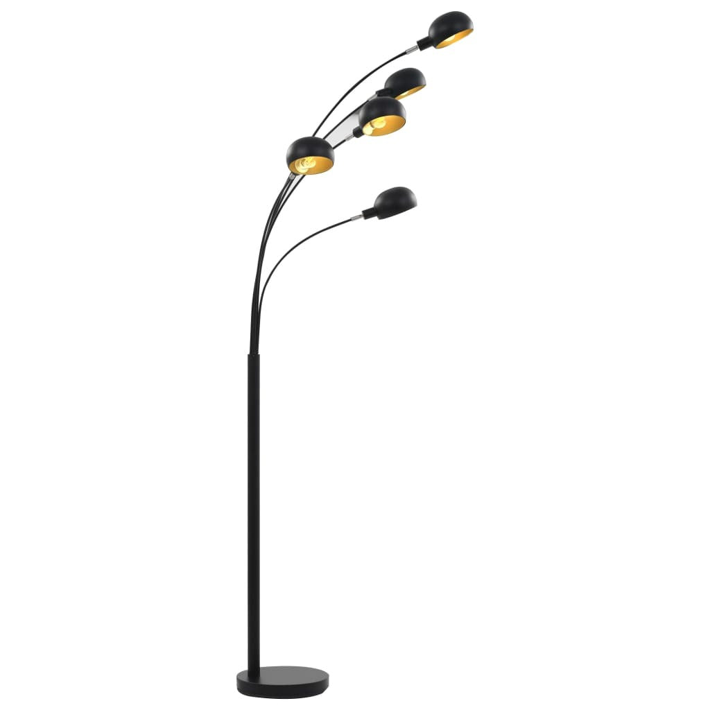 Aurelia | 5-Arm Black & Gold Arc Floor Lamp – Adjustable 200 cm Steel Design - Lamps