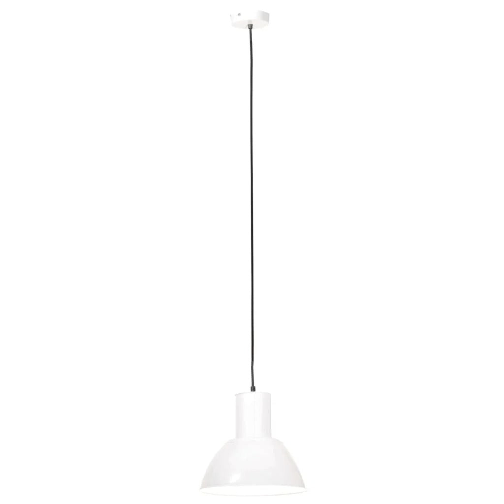 Nilo | White Round Pendant Lamp with Chain – 28.5 cm Iron Shade E27 Socket - Lamps