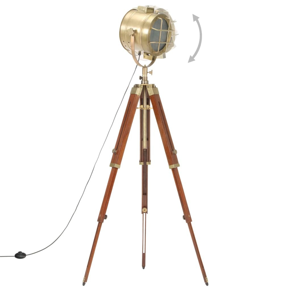 Noir | Adjustable Tripod Floor Lamp in Mango Wood – Brass Finish 165 cm - Lamps