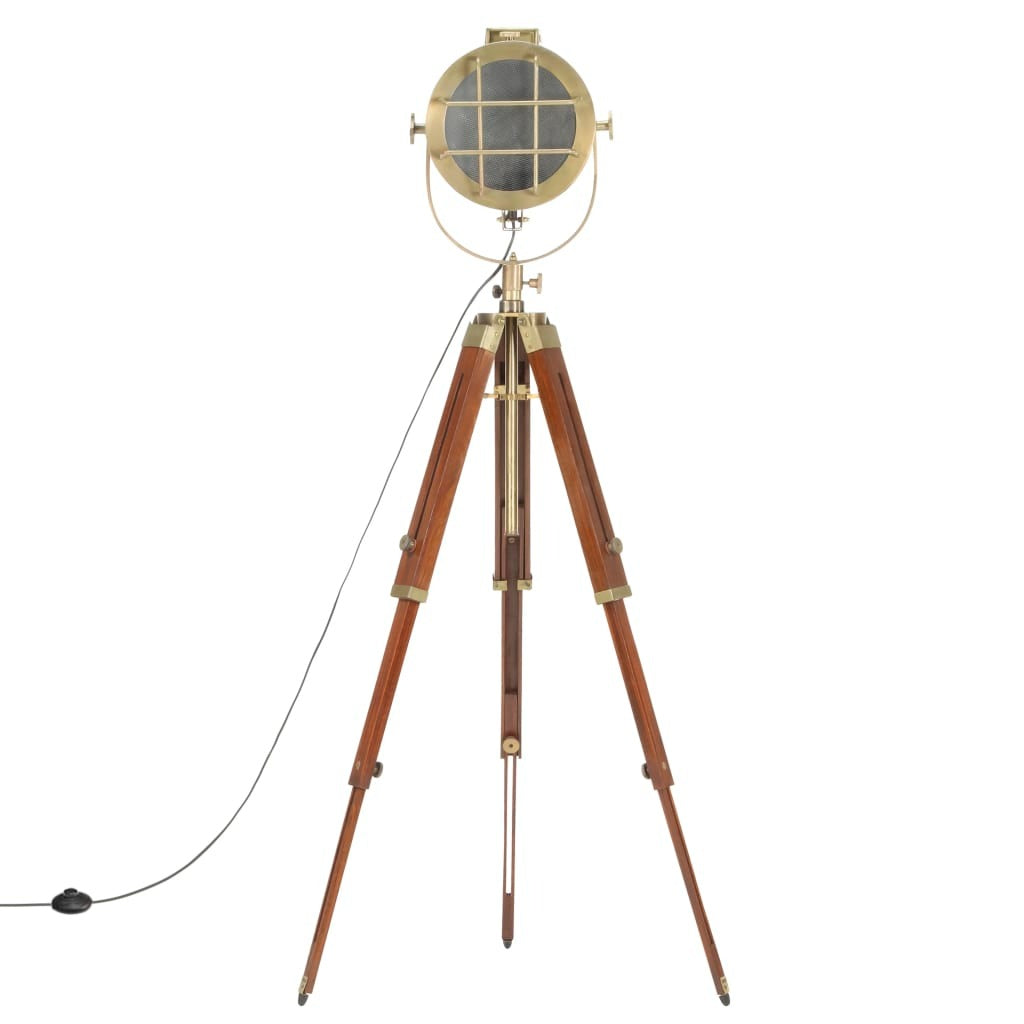 Noir | Adjustable Tripod Floor Lamp in Mango Wood – Brass Finish 165 cm - Lamps