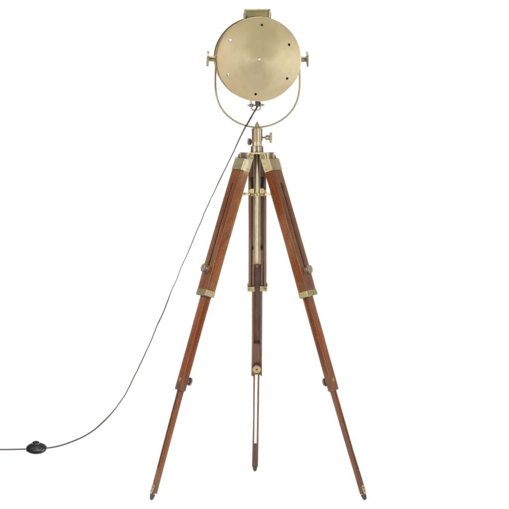 Noir | Adjustable Tripod Floor Lamp in Mango Wood – Brass Finish 165 cm - Lamps