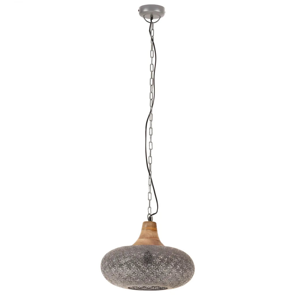 James | Industrial Pendant Lamp With Iron & Mango Wood - Lamps