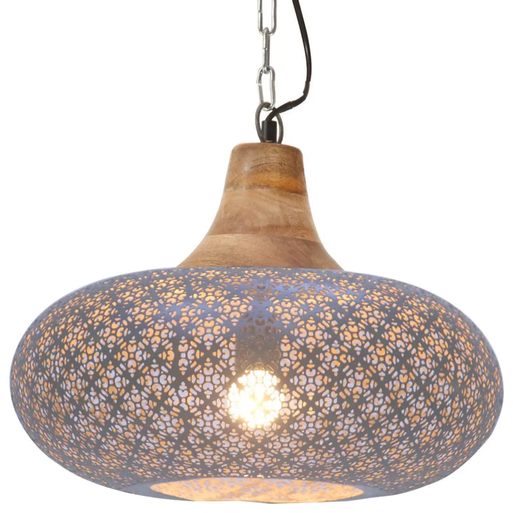 James | Industrial Pendant Lamp With Iron & Mango Wood - Lamps