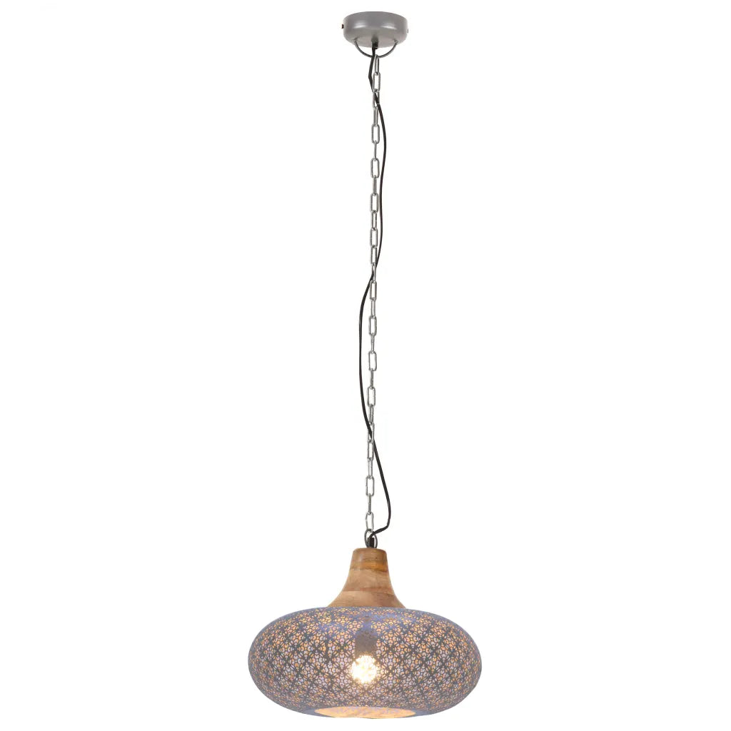 James | Industrial Pendant Lamp With Iron & Mango Wood - Lamps