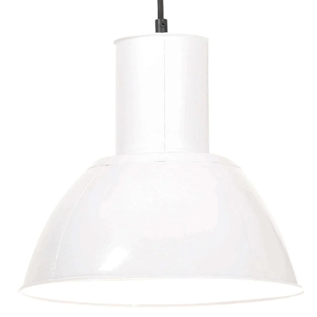 Nilo | White Round Pendant Lamp with Chain – 28.5 cm Iron Shade E27 Socket - Lamps
