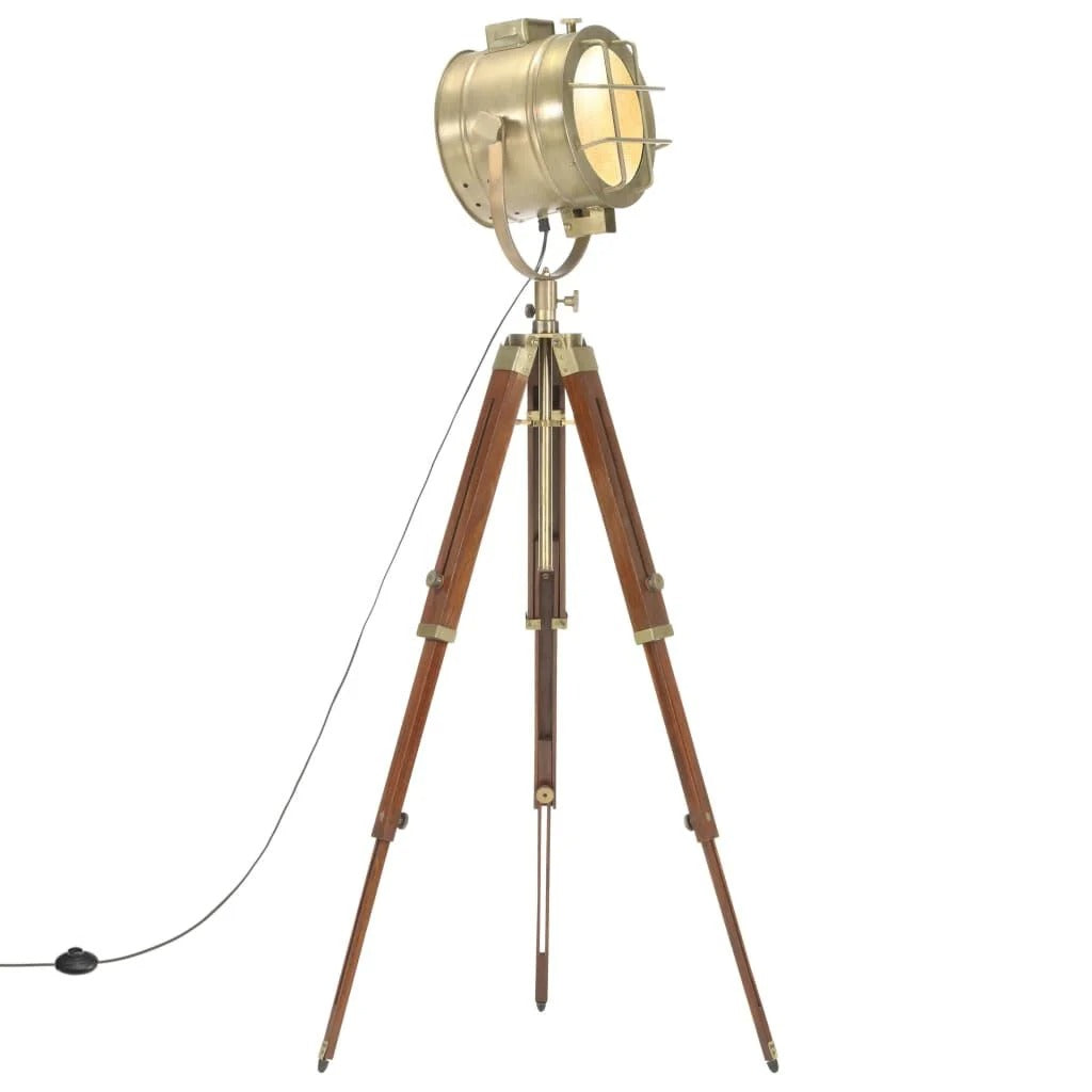 Noir | Adjustable Tripod Floor Lamp in Mango Wood – Brass Finish 165 cm - Lamps