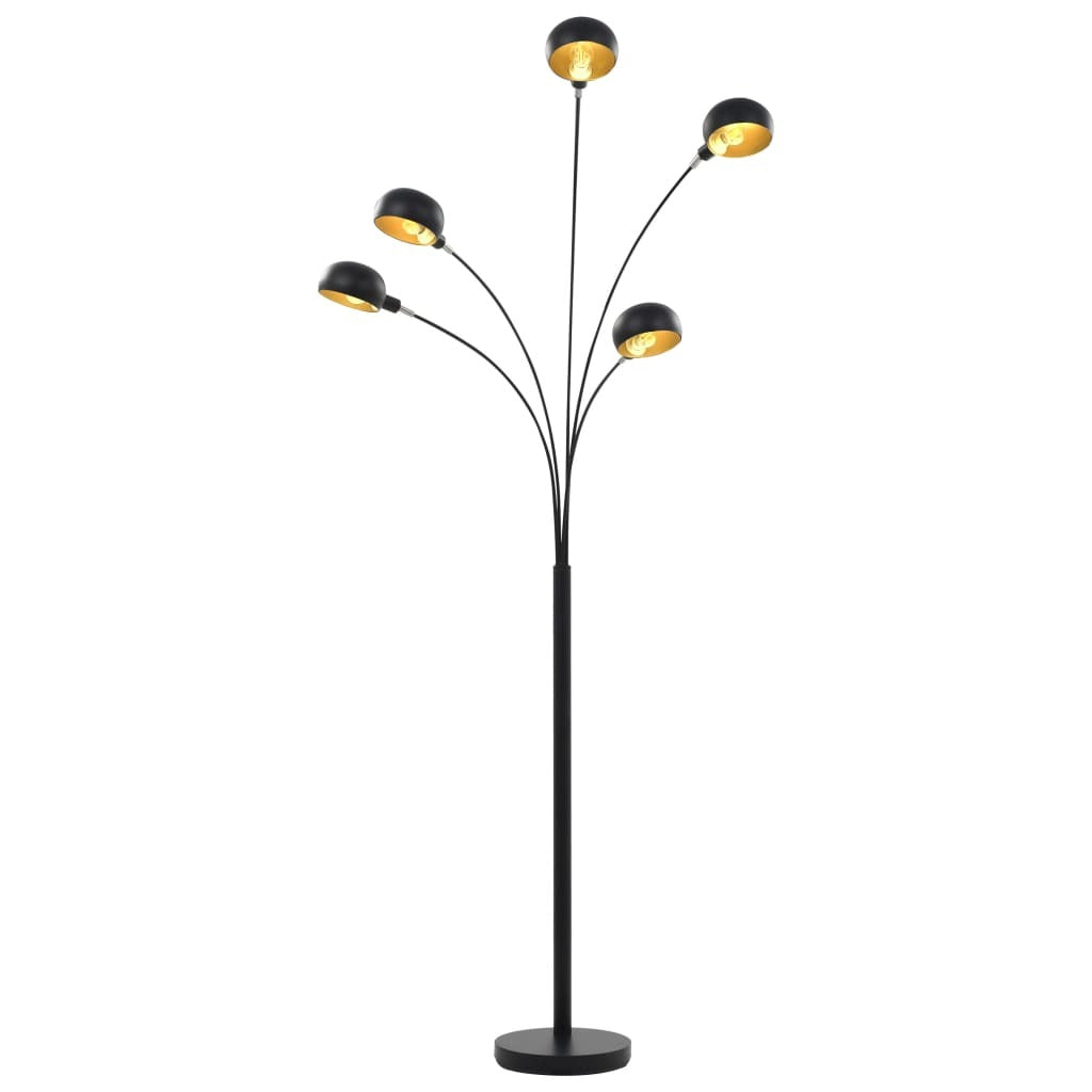 Aurelia | 5-Arm Black & Gold Arc Floor Lamp – Adjustable 200 cm Steel Design - Lamps