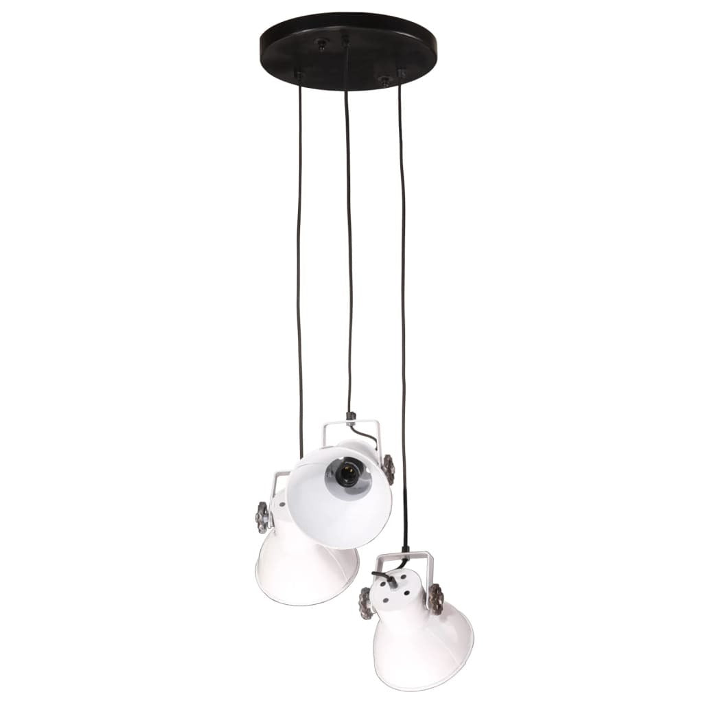 Ruvo | White Industrial Pendant Lamp with 3 E27 Sockets – 110 cm Iron Design - Lamps