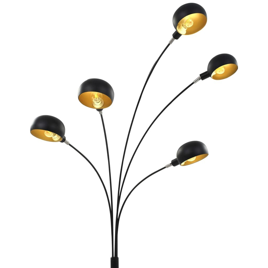 Aurelia | 5-Arm Black & Gold Arc Floor Lamp – Adjustable 200 cm Steel Design - Lamps
