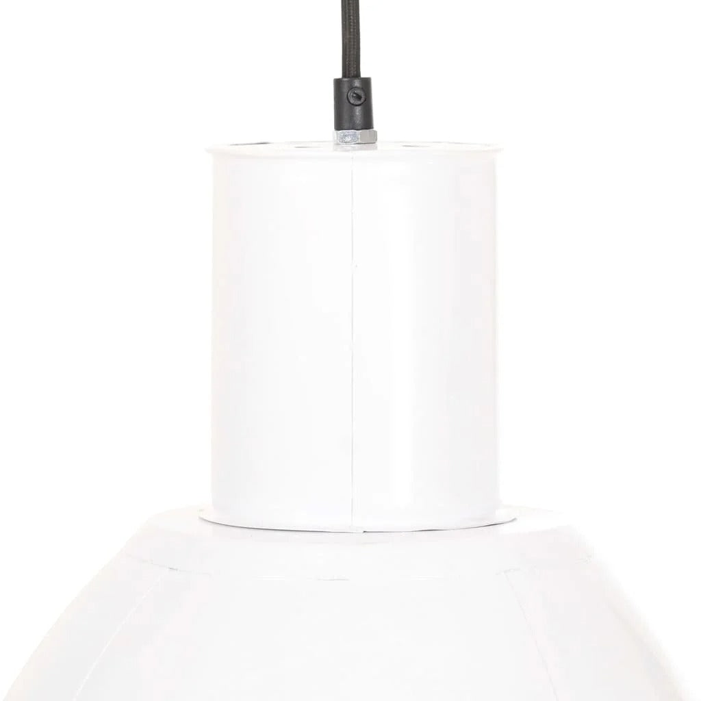 Nilo | White Round Pendant Lamp with Chain – 28.5 cm Iron Shade E27 Socket - Lamps