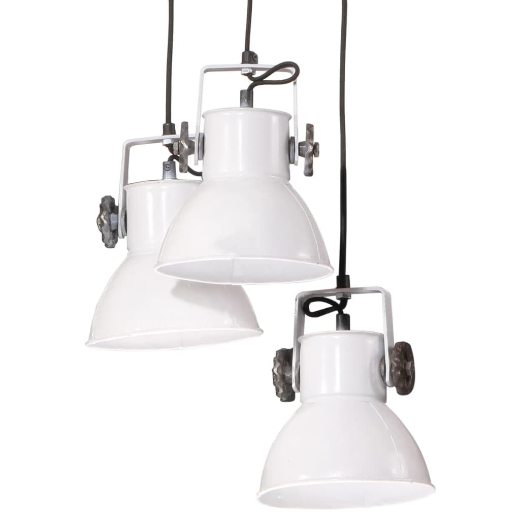 Ruvo | White Industrial Pendant Lamp with 3 E27 Sockets – 110 cm Iron Design - Lamps